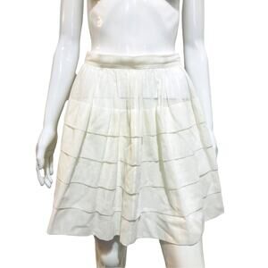 MICHAEL KORS ITALY White Cotton Tiered Mini A-Line Skirt Size US 4